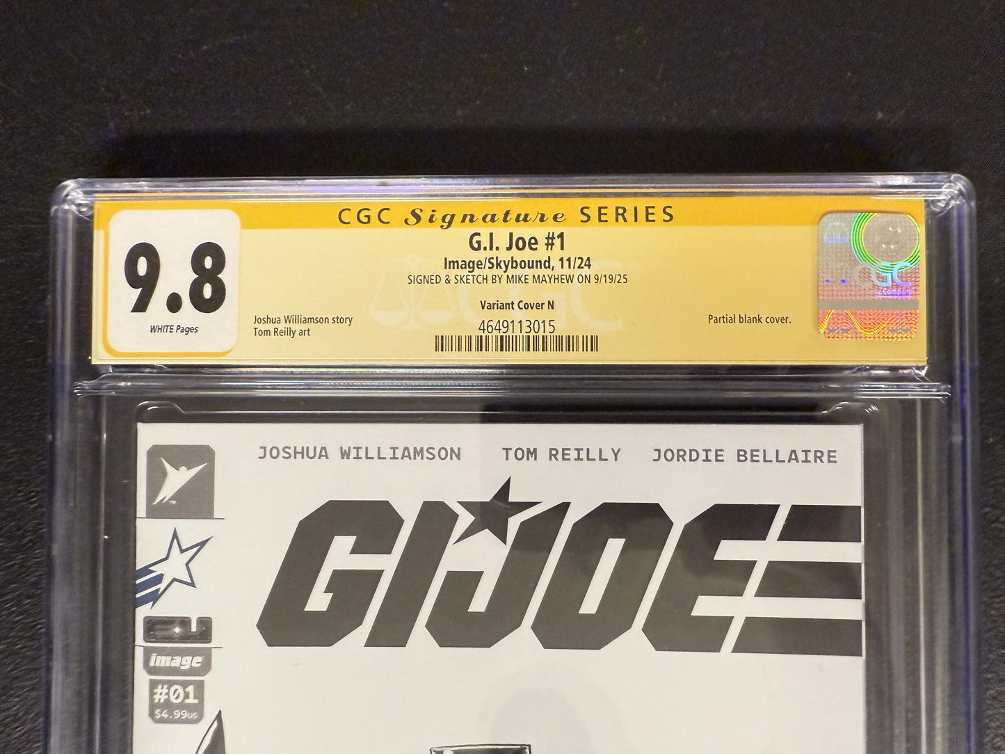 G.I. JOE #1 Lego Snake Eyes Sketch Cover Signed CGC Yellow Label 9.8 Graded Slab