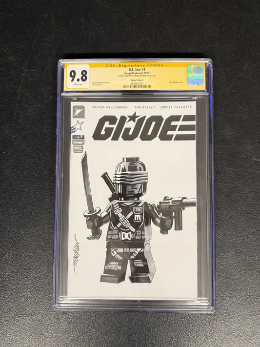 G.I. JOE #1 Lego Snake Eyes Sketch Cover Signed CGC Yellow Label 9.8 Graded Slab
