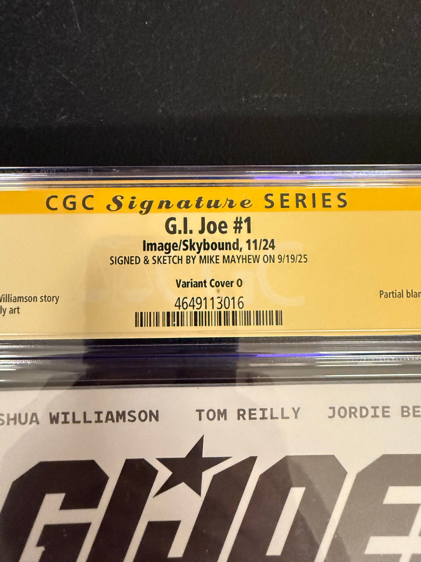 G.I. JOE #1 Lego Storm Shadow Sketch Cover Signed CGC Yellow Label 9.8 Graded Slab