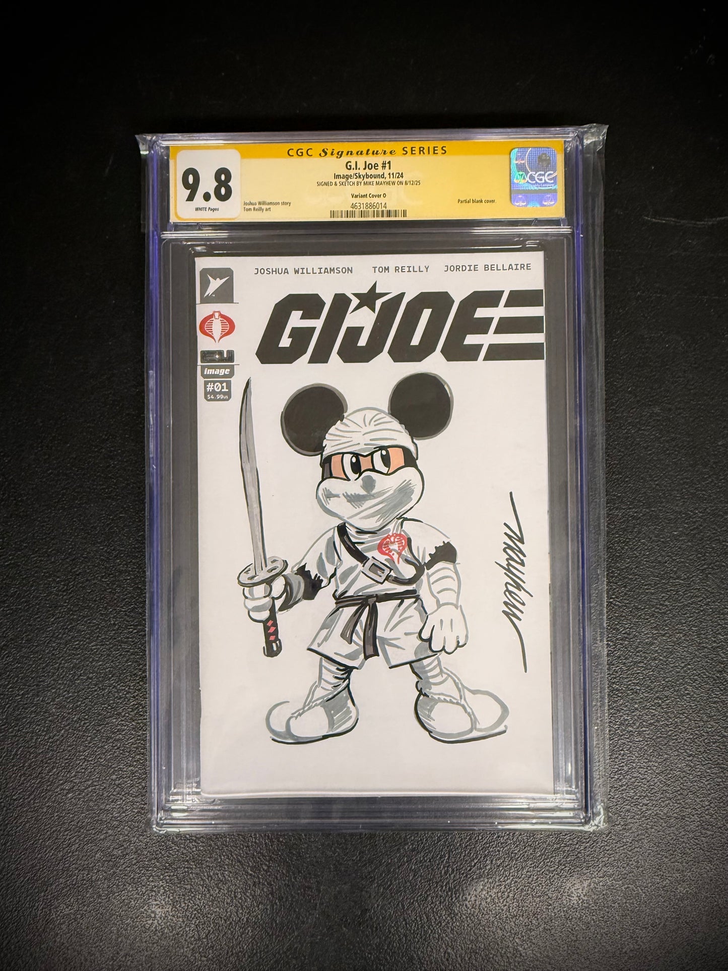 G.I. JOE #1 Mickey Mouse Storm Shadow Sketch Cover Signed CGC Yellow Label 9.8 Graded Slab