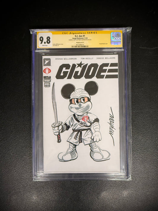 G.I. JOE #1 Mickey Mouse Storm Shadow Sketch Cover Signed CGC Yellow Label 9.8 Graded Slab