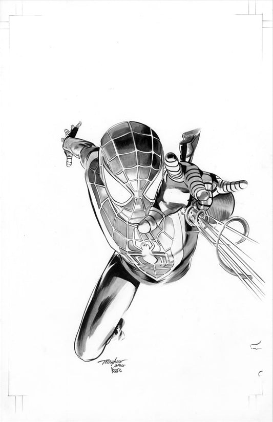 Mike Mayhew Original MILES MORALES : SPIDER-MAN #25 Black and White Cover Art