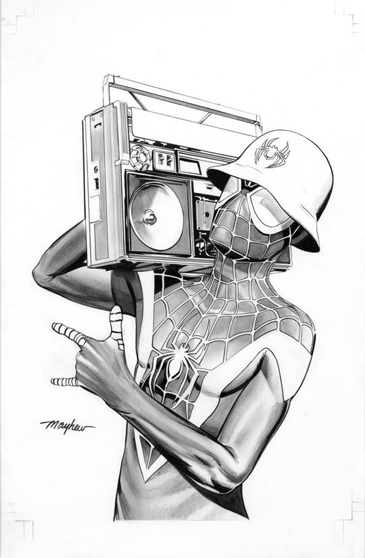 Mike Mayhew Original MILES MORALES : SPIDER-MAN #35 Black and White Cover Art